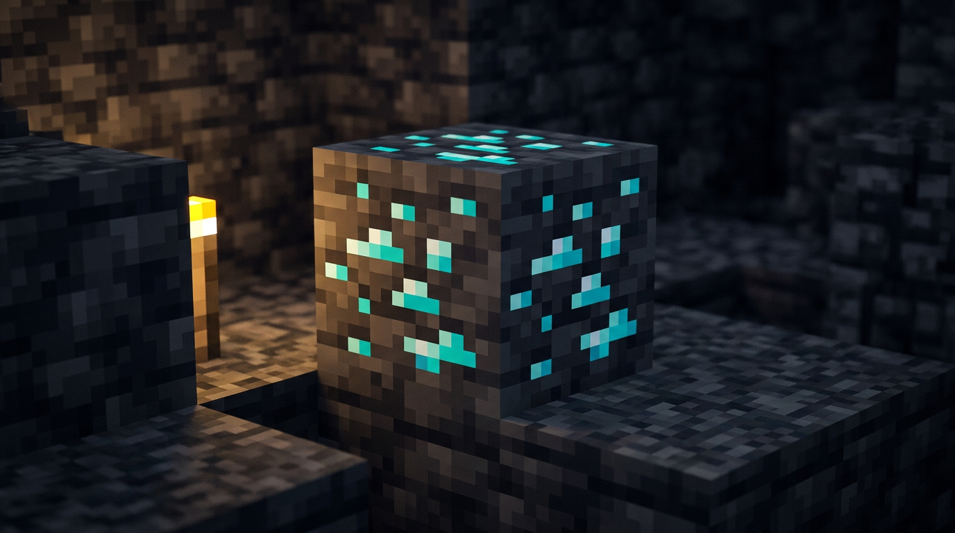 Cross section of overworld showing diamond layer band near bottom of world