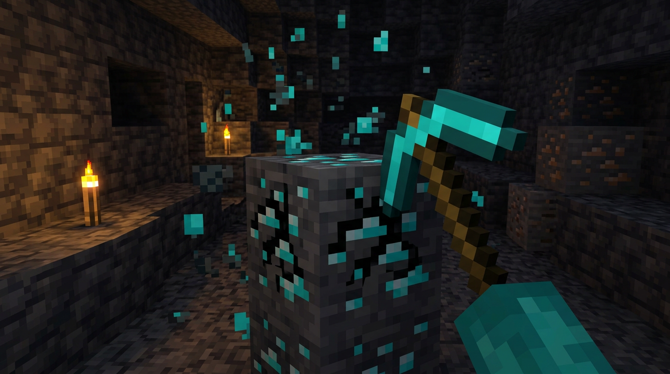 Top-down Bedrock seed map with diamond hot spots circled