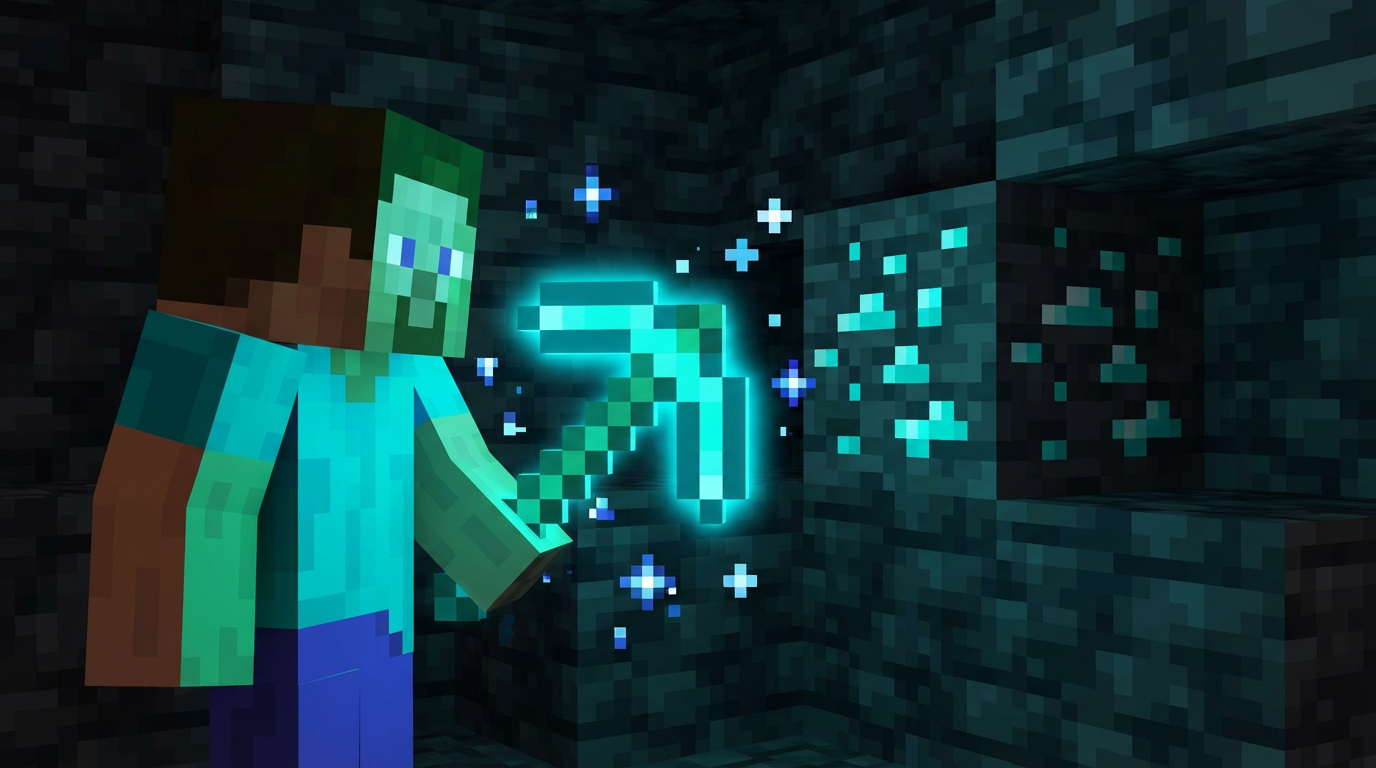 Player inventory screen filled with stacks of diamond gems after a mining session